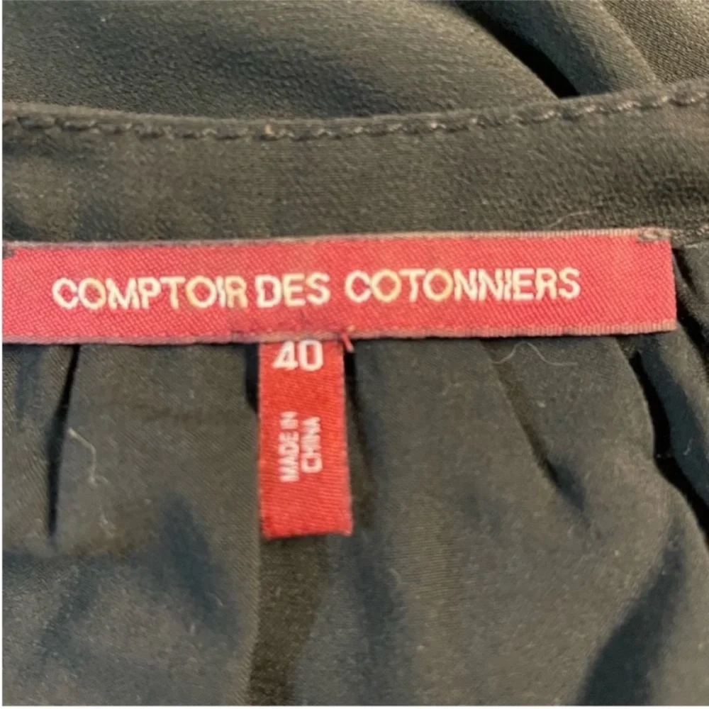 Comptoir Des Cotonniers Black Mini Dress‎ Women’s L Pleated Short Sleeve